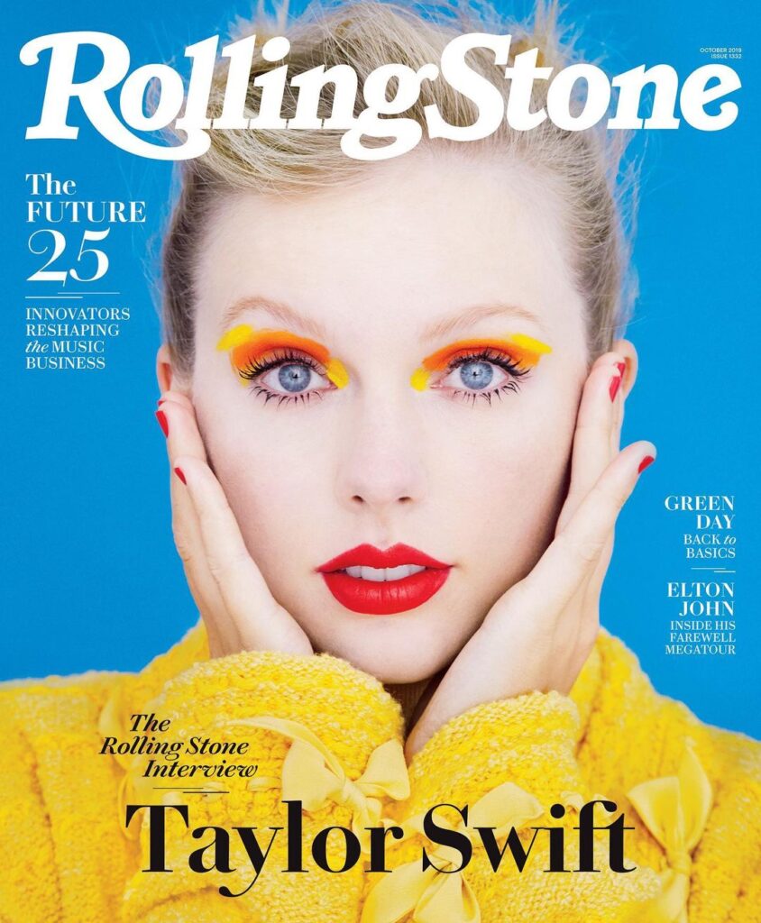 Taylor Swift's red lips on Rolling Stone cover page