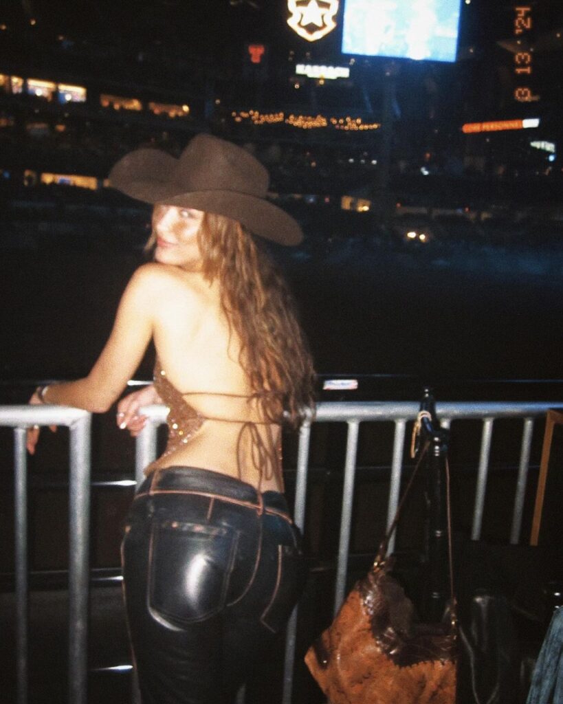 Bella Hadid wearing cowboy hat
