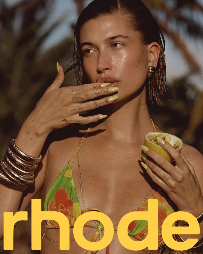 Hailey Bieber Gets Steamy to Promote New Rhode Lip Treatment in April 2023