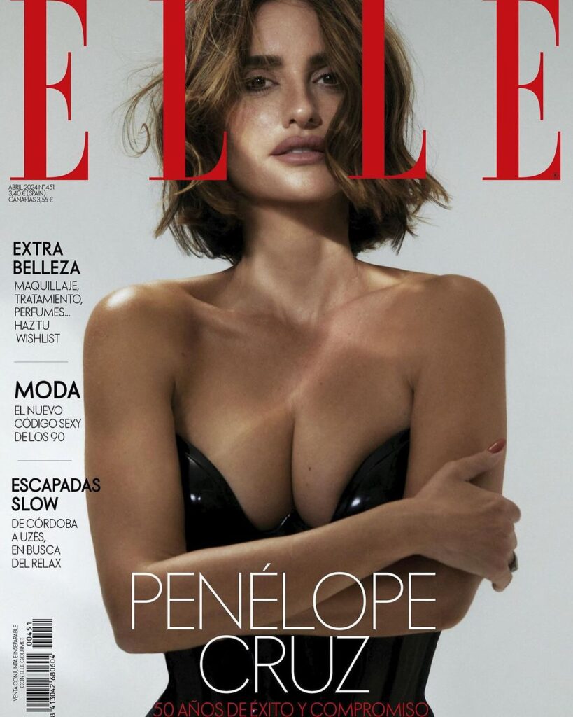 Penélope Cruz rocks black bodysuit for Elle cover shoot