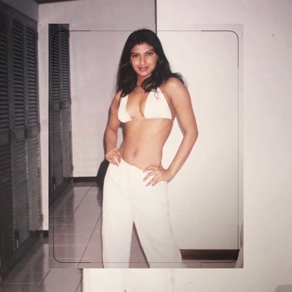 Priyanka Chopra wearing white bikini and pants