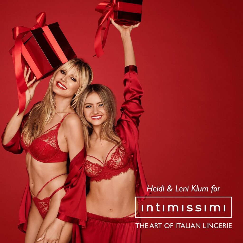 Heidi Klum and her daughter Leni Klum in Intimissimi Christmas Campaign