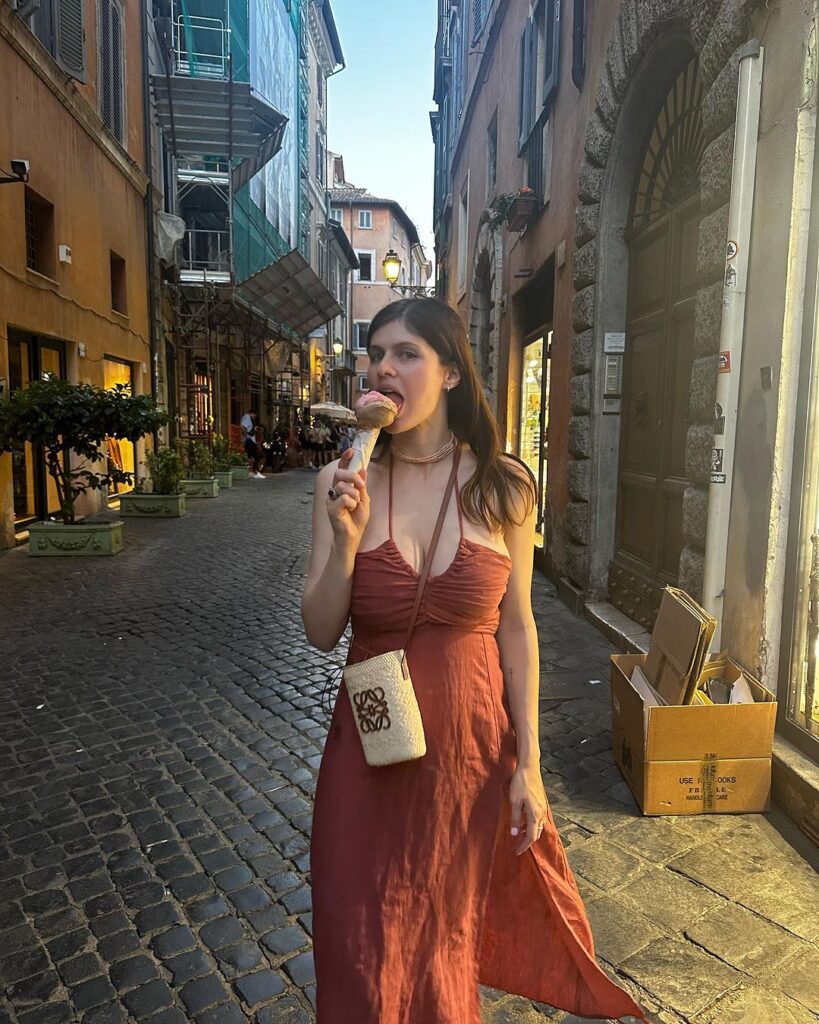 Alexandra Daddario eating icecream